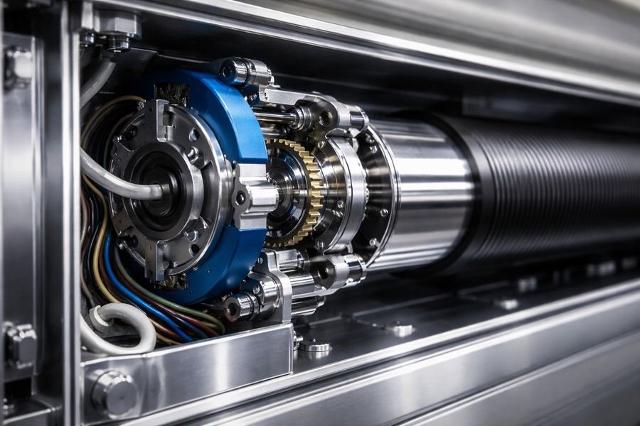 Motor tubular con engranajes y cableado eléctrico para motorización de persiana enrollable